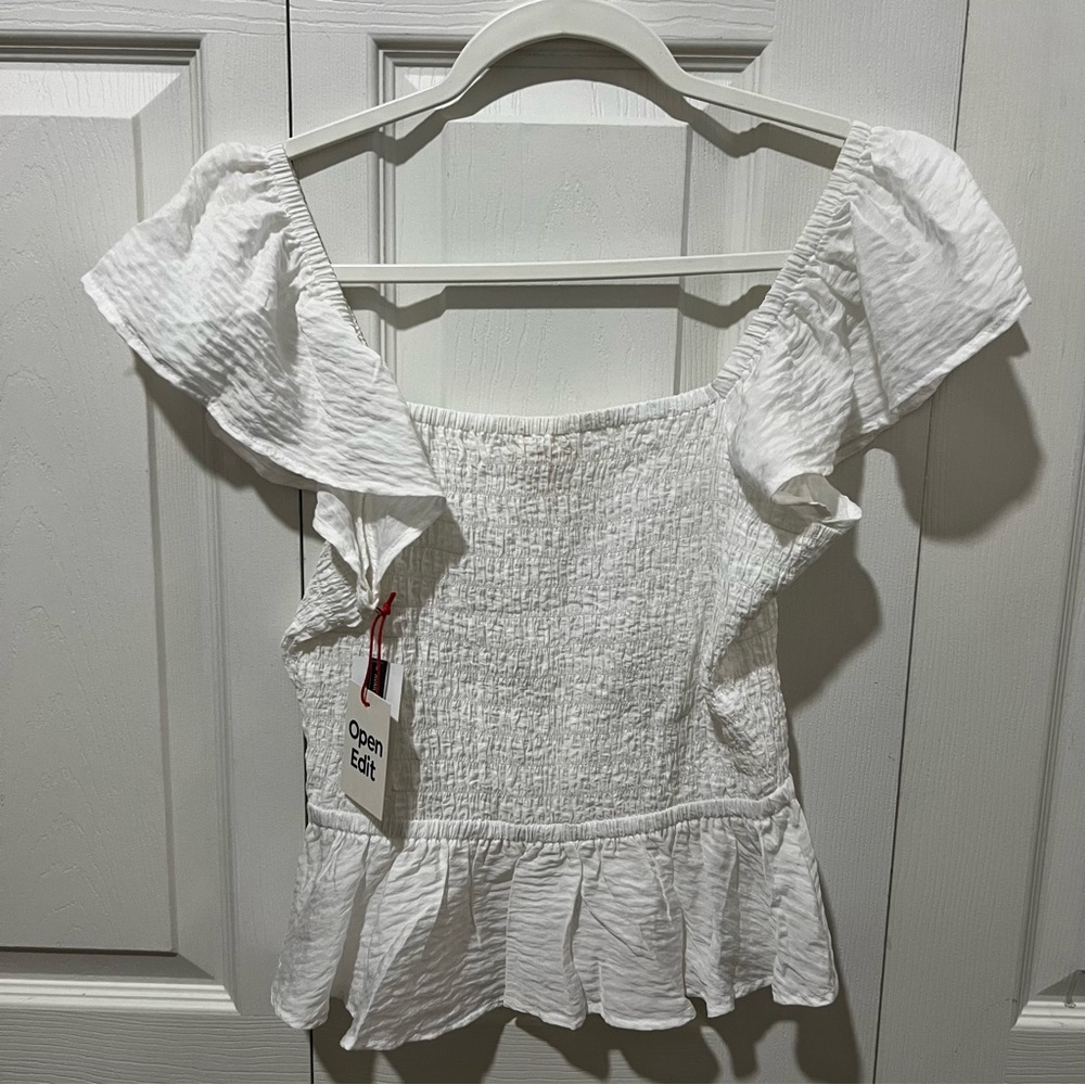 NWT Nordstrom Rack Open Edit White Flared Top Size XS